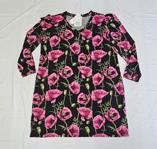 Lularoe Womens Plus Size 2XL Ava Mutton Sleeve Dress Black Pink Floral Print New