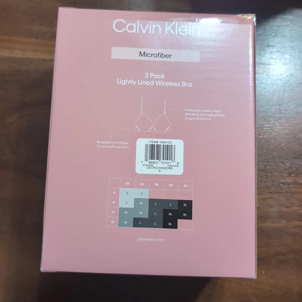 Calvin Klein Women's 2 Pack Lightly Lined Microfiber Wirefree Bra,Ostrich/Shore - Image 2 of 3