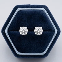 14K White Gold 1/2 Carat TW Natural Round Cut Diamond 4-Prong Stud Earrings