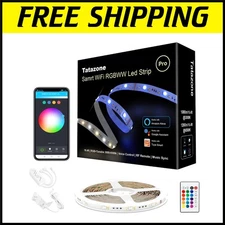16.4ft WiFi RGBWW LED Strip Lights with Adjustable Brightness & Installation Kit