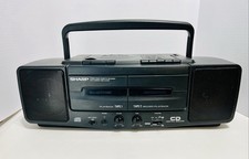 Vintage Sharp Stereo Radio Dual Cassette Recorder CD Player Boombox WQ-CD120