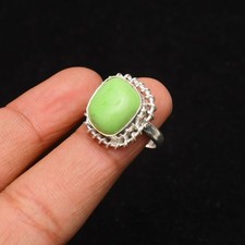 Lemon Chrysoprase Gemstone 925 Sterling Silver Handmade Jewelry Ring Size 7
