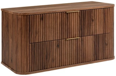 Meuble sous-lavabo salle de bain ELEGANCE 100 cm façade rainurée noyer - Photo 1/4
