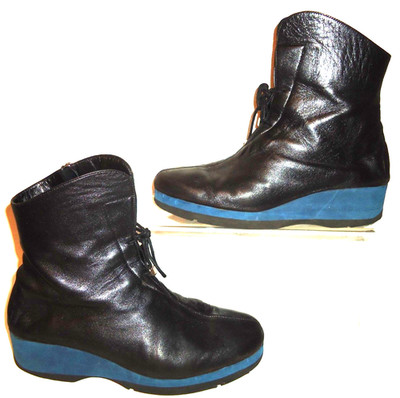 Thierry Rabotin Made In Italy  Leather Black Lace Up Boots Womens Size-8.5/38.5