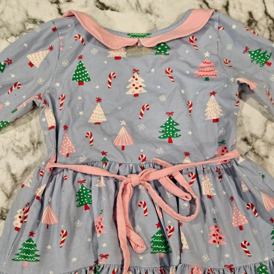 Vestido Eleanor Rose ER Árbol de Navidad Bastón de Caramelo Estampado Volantes Giratorio Talla 10-12 Foto 3 de 4