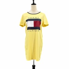 Tommy Hilfiger M NEW Graphic Logo Yellow T-shirt Knit Mini Short Sleeve Dress