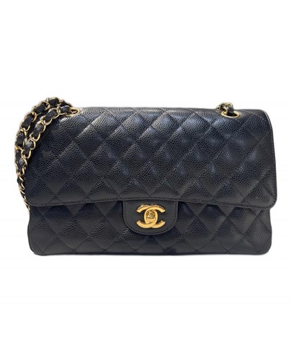 CHANEL Matelass Double Flap Chain Shoulder Bag Black #360