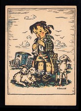 Künstler-AK Erich Stegmann: Schäferjunge mit Flöte und Lämmer, WESTERLAND 1950