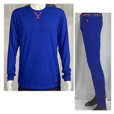 Polo Ralph Lauren Medium 2 Piece Set Royal Blue Orange Stitch Cotton Blend New