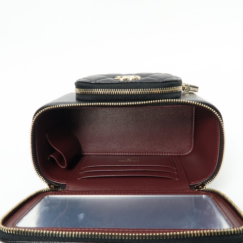 CHANEL CC GHW Vanity Case 2 Way Shoulder Bag Calfskin Leather Black - Picture 5 of 15