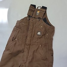 Berne Youth Brown Quilted Lined Canvas Bib Overalls Size 3T Workwear Insulated