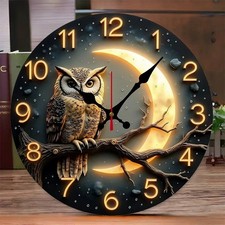 Moonlight Night Wooden Round Silent Hanging Wall Clock, Suitable For Living Room