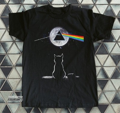 Pink Floyd Cat Looking The Dark Side Of The Moon Black Unisex T