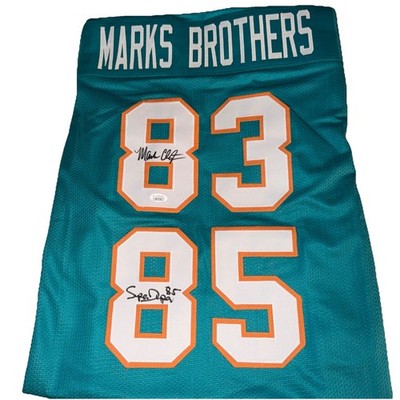 Autographed/Signed Marks Brothers Mark Clayton & Duper Miami Teal Jersey JSA COA