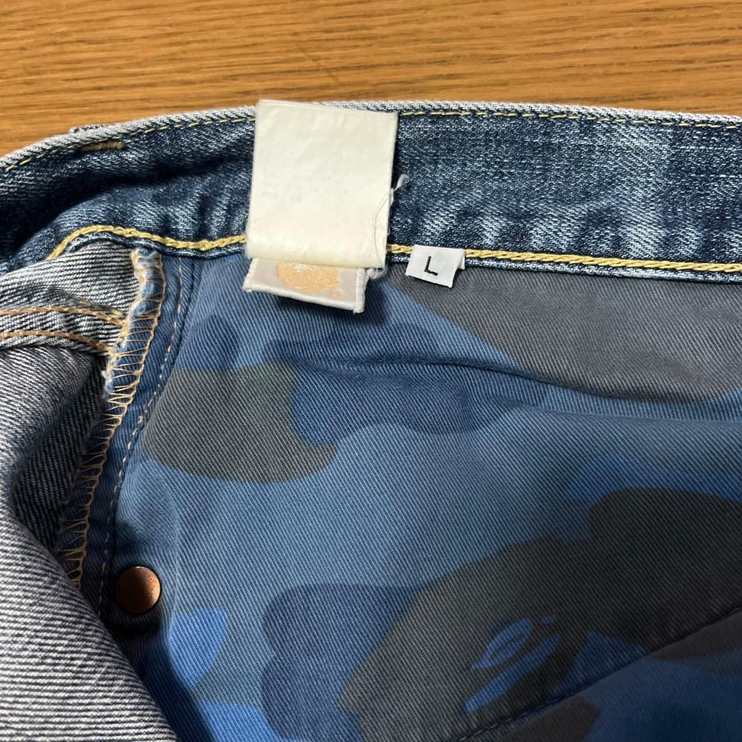 A Bathing Ape Flared Logo Denim Pants Jeans Blue Size L Waist 92cm thumbnail 4