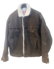 Vintage Levi  s Sherpa Lined Denim Trucker Jacket Made in USA Black 80s 90s