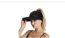 Sun Visor Hats for Women Wide Brim Foldable Summer Ponytail Cap Beach