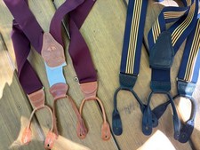 Lot of 2 Brooks Brothers England Striped Solid Suspenders