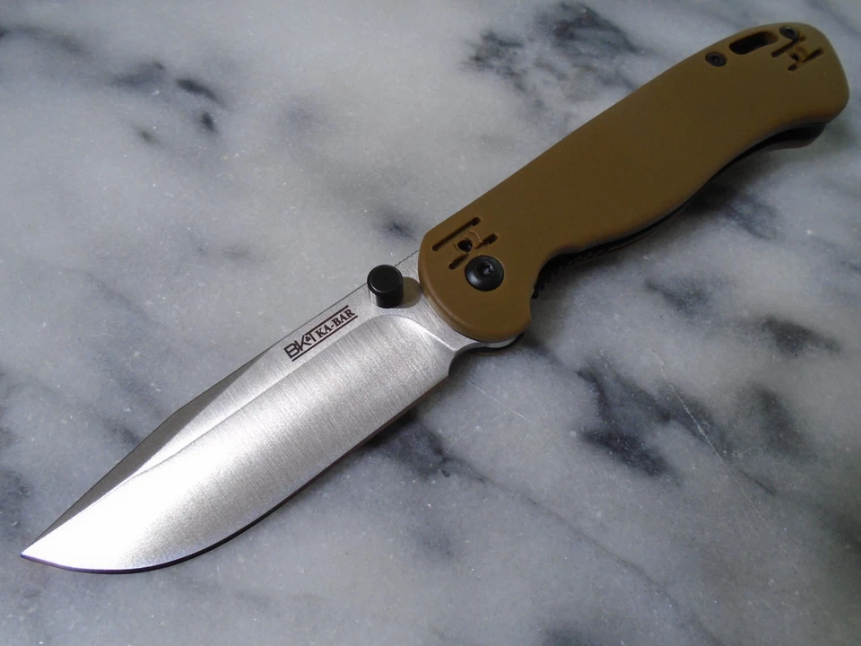 Kabar Becker Mini D2 Folder Pocket Knife BK41 D2 GFN Linerlock 4 Way Clip Brown - Image 4 of 4