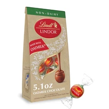 LINDOR Oatmilk Chocolate Candy Truffles, Non-Dairy Chocolate Truffles with Smoot