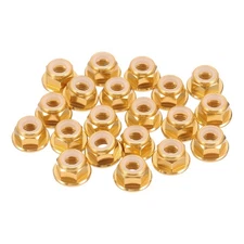 20 Pcs M3 Pitch 0.5mm Aluminum Alloy Lock Nuts Flanged Hex Nuts, Gold Tone