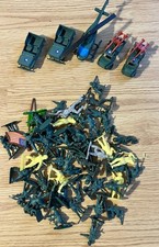 Vintage 50 + Army Men Green Yellow Grey Military Jeeps Trucks Helicopter China