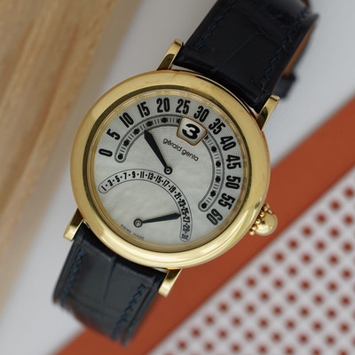 Gerald Genta G.3734 Bi-Retro Jump Hour 18k Gold Automatic 1990s MOP Dial Papers
