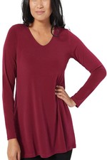 Susan Graver Modern Essentials Liquid Knit Tunic Deep Raspberry