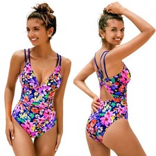 Cupshe Women's Ditsy  Petals Back O Ring One Piece Swimsuit Size Medium