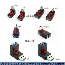 Angle USB 3.0 2.0 Male to Female Adapter Connector Extender Plug Laptop Jack