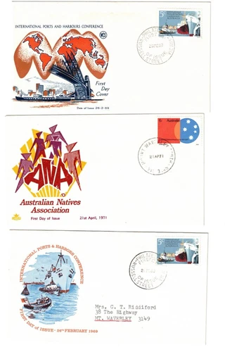 Australia 1968/71 ROYAL & WCS FDCs,cds MOUNT WAVERLEY SOUTH Vic  (3 Covers)