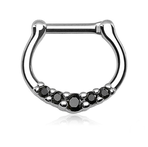 1 pieza anillo nariz de acero quirúrgico 16 g con clicker de cinco gemas 316L Tú eliges el color - Imagen 6 de 9