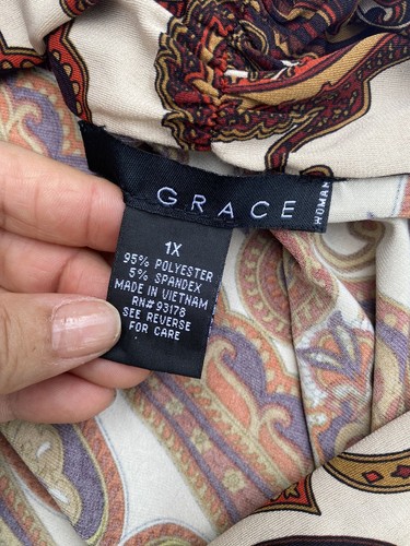 Grace Tunic Top Sz 1X plus sz multicolor long sleeve polyester/spandex - Picture 12 of 13