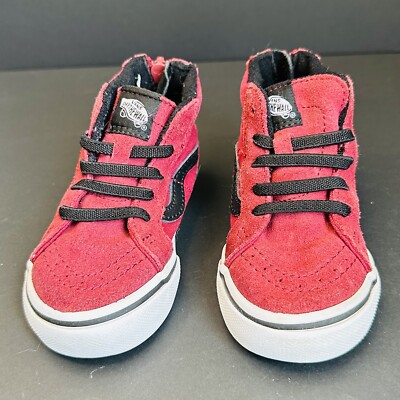 Vans Kids High Top Burgundy Sneakers Size Toddler