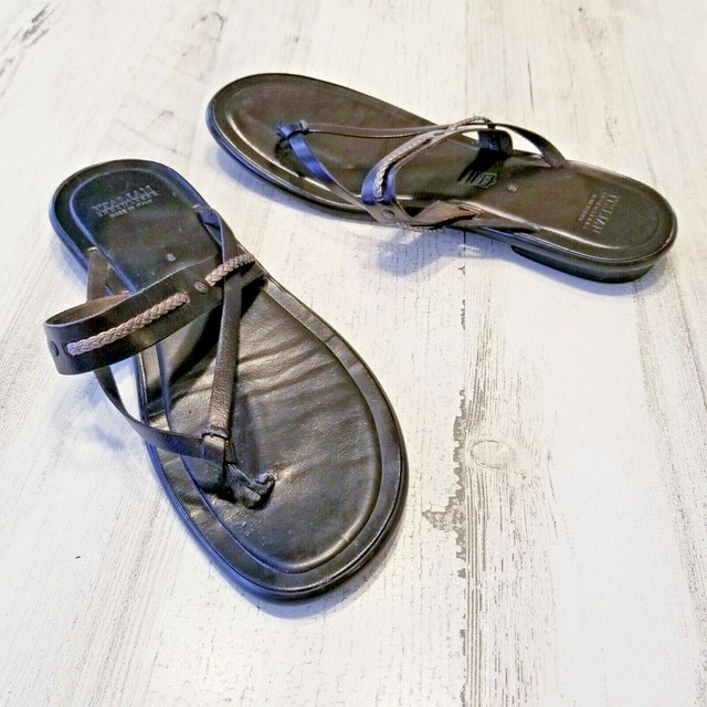 Italian Shoemakers Womens Sz 8 Black Strappy Slip On Flip Flop Thong Sandals | eBay