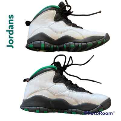 Youth Jordan 10 Seattle Supersonic Retro Sz 4Y White Green