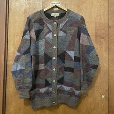 Vintage Peruvian Connection Geometric Sweater Alpaca Handmade Cardigan Large