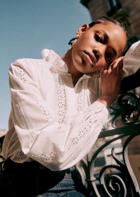 SÉZANE ホワイト 長袖シャツ　38 Max Shirt - Casual White - Organic Cotton - Sézane