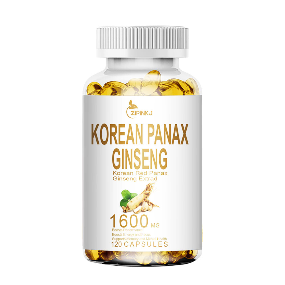 120 Cápsulas Rojo Coreano Panax Ginseng 1600mg Energía Libido Testosterona Booster