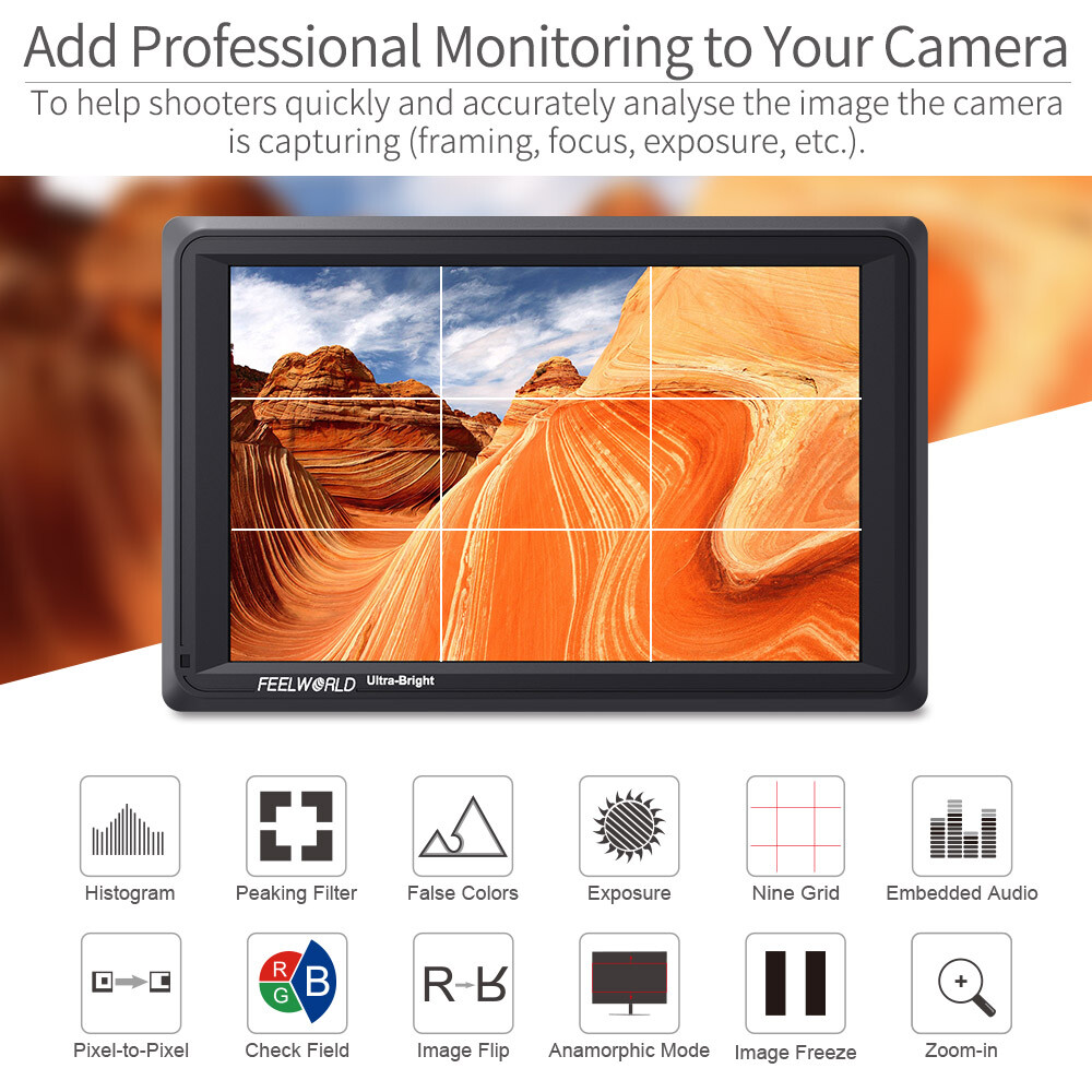 FEELWORLD FW279S 7 Inch 2200nit Daylight Viewable SDI Field