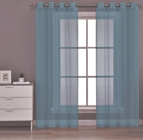 2PC GROMMET SOLID VOILE SHEER PANEL WINDOW CURTAIN TREATMENT DRAPE NEW DECOR - Picture 23 of 28