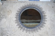 Superbe Miroir en Fer Forgé Noir Chaty Vallauris Diamètre: 58cm