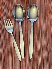 3 Amefa Holland Tulip Time Stainless Flatware Pcs 1 Salad Forks 2 Oval Spoons