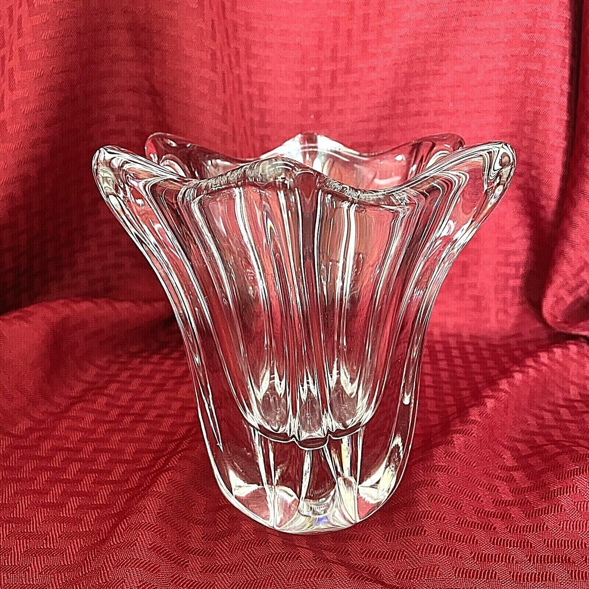 daumフラワーベース ELEGANT DAUM CRYSTAL FLOWER VASE SIX SIDED LOBED TOP | eBay