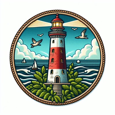 Lighthouse Patch Iron-on Applique Nautical Badge Ocean Wave Travel Souvenir