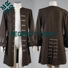 New Men's Brown Wool Frock Coat, Pirate Frock Coat, 18th Century Frock Coat