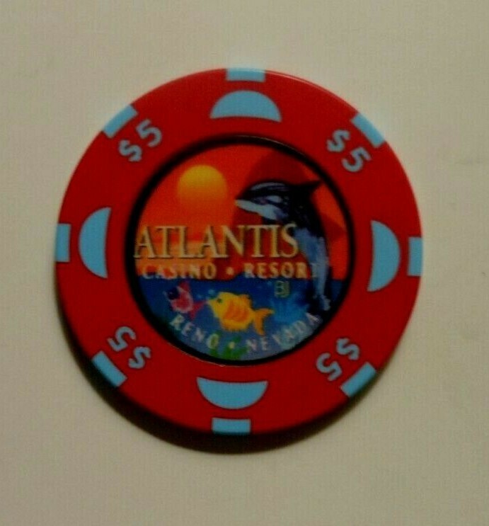 $5.00 CASINO CHIP "ATLANTIS CASINO RESORT" RENO, NEVADA 