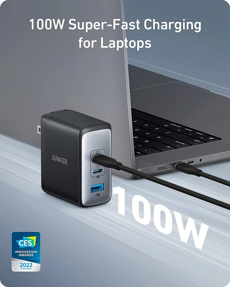Cargador de Pared Anker Nano II 100W USB C Adaptador de 3 Puertos para MacBook/iPhone/Samsung Foto 2 de 4