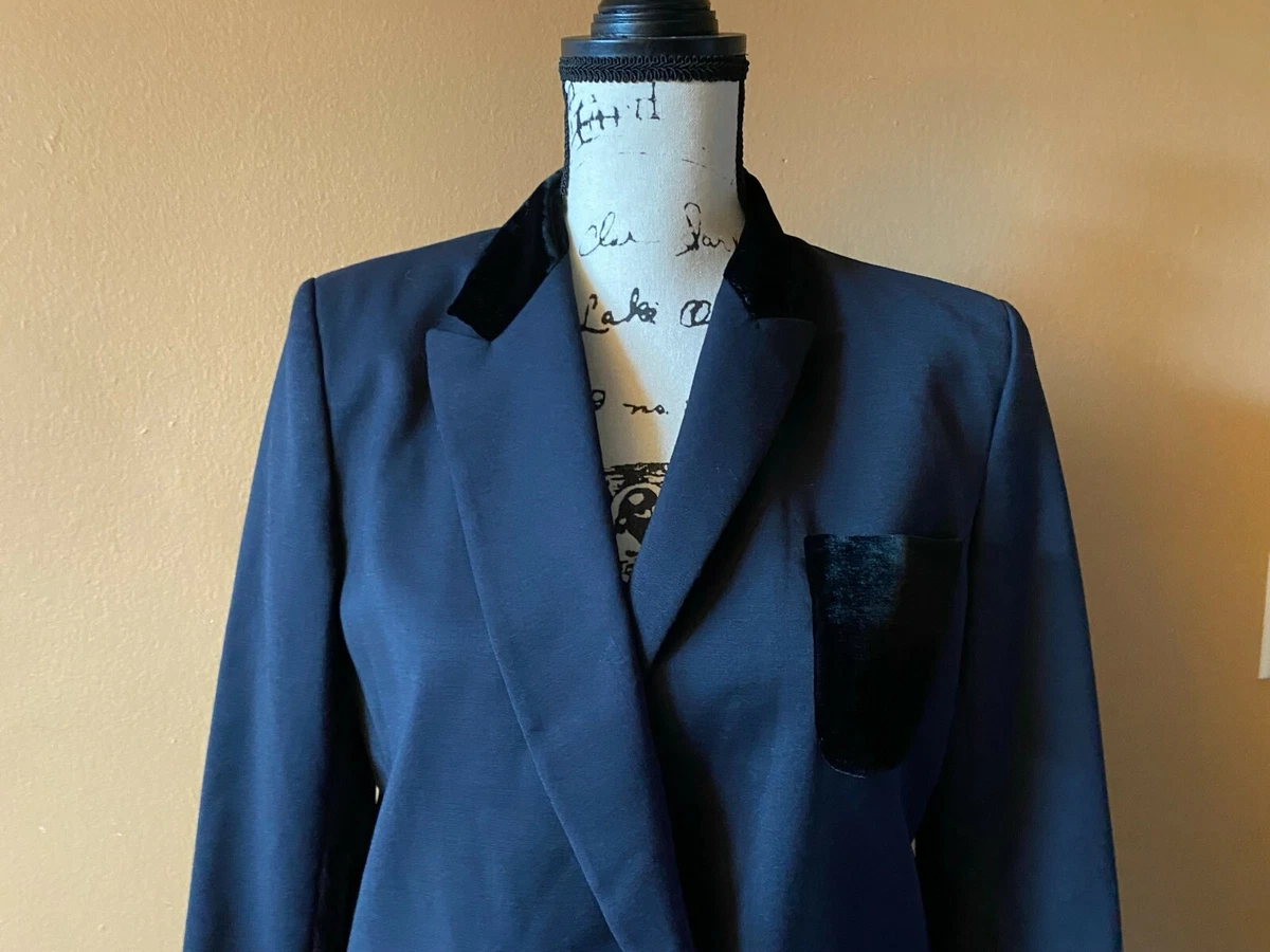 NWT SANDRO Paris Hazal Marine Blue Virgin Wool Blend Blazer Jacket Size 40 470