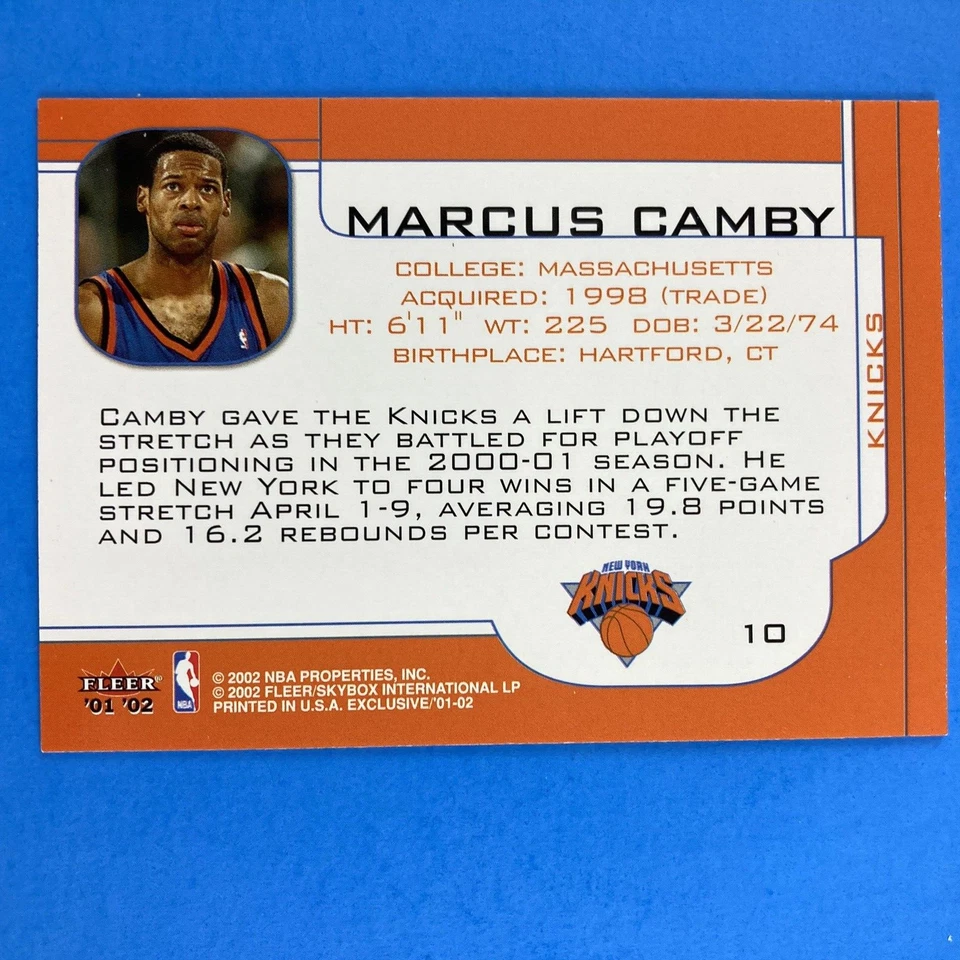 Marcus Camby 2001-02 Fleer Exclusive Card #10 NBA New York Knicks - Image 2 of 2